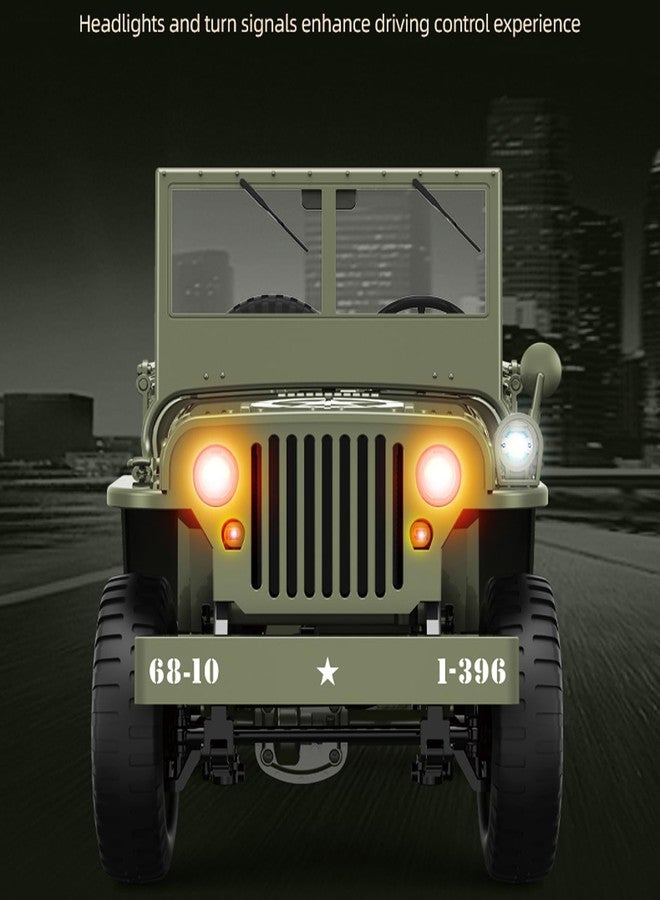 Dodoore RC Military Truck, 1:10 Scale Remote Control Car, 2.4GHz 4WD Off Road RC Rock Crawler, All Terrain RC Crawler Army Vehicle with LED Lights, Winch, Canvas Cover and 2 Batteries for Adults - Image 5
